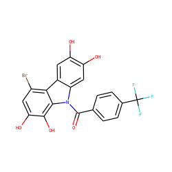 O=C(c1ccc(C(F)(F)F)cc1)n1c2cc(O)c(O)cc2c2c(Br)cc(O)c(O)c21 ZINC000013737766