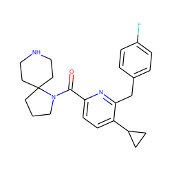 O=C(c1ccc(C2CC2)c(Cc2ccc(F)cc2)n1)N1CCCC12CCNCC2 ZINC000146511351