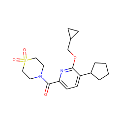 O=C(c1ccc(C2CCCC2)c(OCC2CC2)n1)N1CCS(=O)(=O)CC1 ZINC000207728565