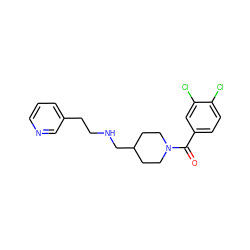 O=C(c1ccc(Cl)c(Cl)c1)N1CCC(CNCCc2cccnc2)CC1 ZINC000013782295