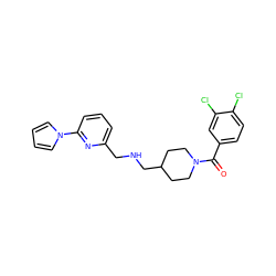 O=C(c1ccc(Cl)c(Cl)c1)N1CCC(CNCc2cccc(-n3cccc3)n2)CC1 ZINC000013782308