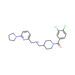 O=C(c1ccc(Cl)c(Cl)c1)N1CCC(CNCc2cccc(N3CCCC3)n2)CC1 ZINC000013782348