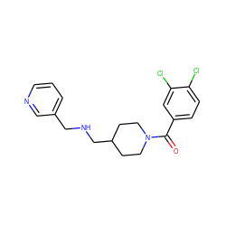 O=C(c1ccc(Cl)c(Cl)c1)N1CCC(CNCc2cccnc2)CC1 ZINC000013782294