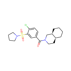 O=C(c1ccc(Cl)c(S(=O)(=O)N2CCCC2)c1)N1CC[C@@H]2CCCC[C@@H]2C1 ZINC000007690143