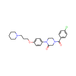 O=C(c1ccc(Cl)cc1)N1CCN(c2ccc(OCCCN3CCCCC3)cc2)C(=O)C1 ZINC000028870196