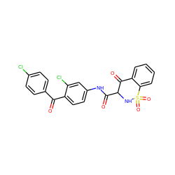 O=C(c1ccc(Cl)cc1)c1ccc(NC(=O)C2NS(=O)(=O)c3ccccc3C2=O)cc1Cl ZINC000101331135