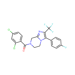 O=C(c1ccc(Cl)cc1Cl)N1CCn2c(nc(C(F)(F)F)c2-c2ccc(F)cc2)C1 ZINC000095565326