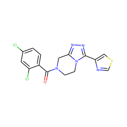 O=C(c1ccc(Cl)cc1Cl)N1CCn2c(nnc2-c2cscn2)C1 ZINC000095565604