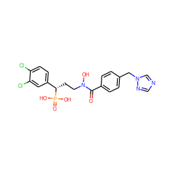 O=C(c1ccc(Cn2cncn2)cc1)N(O)CC[C@@H](c1ccc(Cl)c(Cl)c1)P(=O)(O)O ZINC000096273630