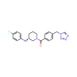 O=C(c1ccc(Cn2cnnn2)cc1)N1CCC[C@@H](Nc2ccc(F)cc2)C1 ZINC000014960199