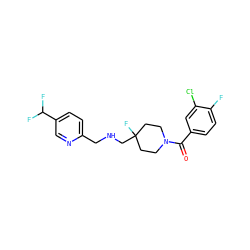 O=C(c1ccc(F)c(Cl)c1)N1CCC(F)(CNCc2ccc(C(F)F)cn2)CC1 ZINC000028711615