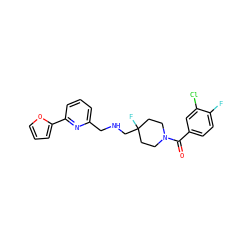 O=C(c1ccc(F)c(Cl)c1)N1CCC(F)(CNCc2cccc(-c3ccco3)n2)CC1 ZINC000052584411