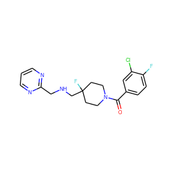 O=C(c1ccc(F)c(Cl)c1)N1CCC(F)(CNCc2ncccn2)CC1 ZINC000028711628