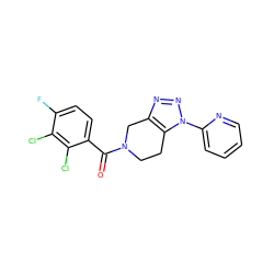 O=C(c1ccc(F)c(Cl)c1Cl)N1CCc2c(nnn2-c2ccccn2)C1 ZINC000226005417