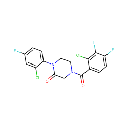 O=C(c1ccc(F)c(F)c1Cl)N1CCN(c2ccc(F)cc2Cl)C(=O)C1 ZINC000059282937