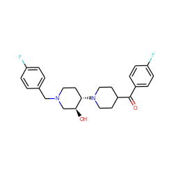 O=C(c1ccc(F)cc1)C1CCN([C@H]2CCN(Cc3ccc(F)cc3)C[C@@H]2O)CC1 ZINC000072180783