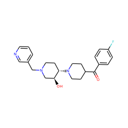 O=C(c1ccc(F)cc1)C1CCN([C@H]2CCN(Cc3cccnc3)C[C@@H]2O)CC1 ZINC000072181041