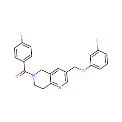 O=C(c1ccc(F)cc1)N1CCc2ncc(COc3cccc(F)c3)cc2C1 ZINC000169326808