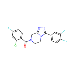 O=C(c1ccc(F)cc1Cl)N1CCn2c(nnc2-c2ccc(F)c(F)c2)C1 ZINC000095566125