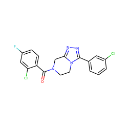 O=C(c1ccc(F)cc1Cl)N1CCn2c(nnc2-c2cccc(Cl)c2)C1 ZINC000095565433