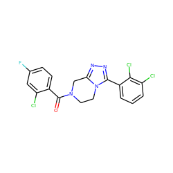 O=C(c1ccc(F)cc1Cl)N1CCn2c(nnc2-c2cccc(Cl)c2Cl)C1 ZINC000095565223