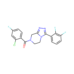 O=C(c1ccc(F)cc1Cl)N1CCn2c(nnc2-c2cccc(F)c2F)C1 ZINC000095565543