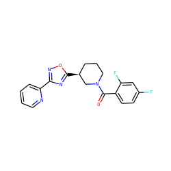 O=C(c1ccc(F)cc1F)N1CCC[C@H](c2nc(-c3ccccn3)no2)C1 ZINC000034788262