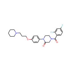 O=C(c1ccc(F)cc1F)N1CCN(c2ccc(OCCCN3CCCCC3)cc2)C(=O)C1 ZINC000028870231