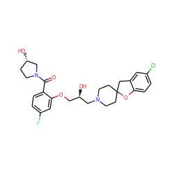 O=C(c1ccc(F)cc1OC[C@@H](O)CN1CCC2(CC1)Cc1cc(Cl)ccc1O2)N1CC[C@H](O)C1 ZINC000096271610