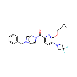 O=C(c1ccc(N2CC(F)(F)C2)c(OCC2CC2)n1)N1C[C@@H]2C[C@H]1CN2Cc1ccccc1 ZINC001772605110