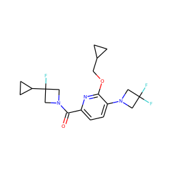 O=C(c1ccc(N2CC(F)(F)C2)c(OCC2CC2)n1)N1CC(F)(C2CC2)C1 ZINC000146257653