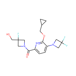 O=C(c1ccc(N2CC(F)(F)C2)c(OCC2CC2)n1)N1CC(F)(CO)C1 ZINC000146279204