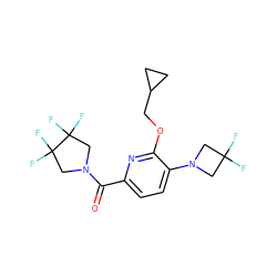 O=C(c1ccc(N2CC(F)(F)C2)c(OCC2CC2)n1)N1CC(F)(F)C(F)(F)C1 ZINC000146194771