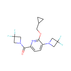 O=C(c1ccc(N2CC(F)(F)C2)c(OCC2CC2)n1)N1CC(F)(F)C1 ZINC000146310986