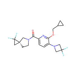 O=C(c1ccc(N2CC(F)(F)C2)c(OCC2CC2)n1)N1CC[C@]2(C1)CC2(F)F ZINC000146419568