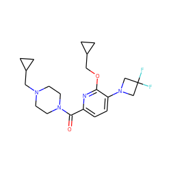 O=C(c1ccc(N2CC(F)(F)C2)c(OCC2CC2)n1)N1CCN(CC2CC2)CC1 ZINC000146430144