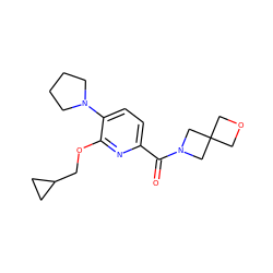 O=C(c1ccc(N2CCCC2)c(OCC2CC2)n1)N1CC2(COC2)C1 ZINC000150267399