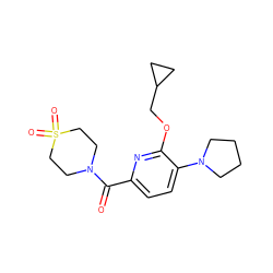 O=C(c1ccc(N2CCCC2)c(OCC2CC2)n1)N1CCS(=O)(=O)CC1 ZINC000207726830