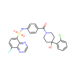 O=C(c1ccc(NS(=O)(=O)c2ccc(F)c3nccnc23)cc1)N1CCC(O)(c2ccccc2Cl)CC1 ZINC000224382938