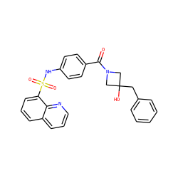 O=C(c1ccc(NS(=O)(=O)c2cccc3cccnc23)cc1)N1CC(O)(Cc2ccccc2)C1 ZINC000169213420