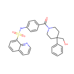 O=C(c1ccc(NS(=O)(=O)c2cccc3cccnc23)cc1)N1CCC(CO)(c2ccccc2)CC1 ZINC000217623468