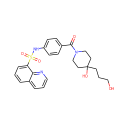 O=C(c1ccc(NS(=O)(=O)c2cccc3cccnc23)cc1)N1CCC(O)(CCCO)CC1 ZINC000220603259