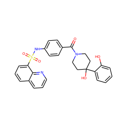 O=C(c1ccc(NS(=O)(=O)c2cccc3cccnc23)cc1)N1CCC(O)(c2ccccc2O)CC1 ZINC000220680391