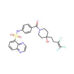 O=C(c1ccc(NS(=O)(=O)c2cccc3nccnc23)cc1)N1CCC(O)(CCC(F)=C(F)F)CC1 ZINC000217616498