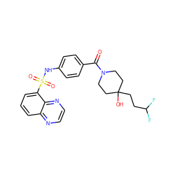 O=C(c1ccc(NS(=O)(=O)c2cccc3nccnc23)cc1)N1CCC(O)(CCC(F)F)CC1 ZINC000224373552