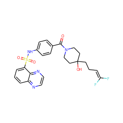 O=C(c1ccc(NS(=O)(=O)c2cccc3nccnc23)cc1)N1CCC(O)(CCC=C(F)F)CC1 ZINC000217613863