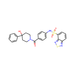 O=C(c1ccc(NS(=O)(=O)c2cccc3nsnc23)cc1)N1CCC(O)(c2ccccc2)CC1 ZINC000221285885