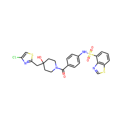 O=C(c1ccc(NS(=O)(=O)c2cccc3scnc23)cc1)N1CCC(O)(Cc2nc(Cl)cs2)CC1 ZINC000217788735