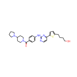 O=C(c1ccc(Nc2nccc(-c3ccc(CCCCO)s3)n2)cc1)N1CCC(N2CCCC2)CC1 ZINC000028564229