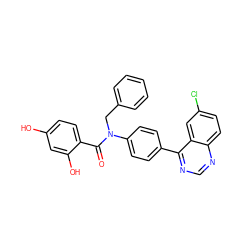 O=C(c1ccc(O)cc1O)N(Cc1ccccc1)c1ccc(-c2ncnc3ccc(Cl)cc23)cc1 ZINC000653667737